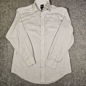 Jos A. Bank Mens Traveler White Blue Stripe Button Up Shirt Work Preppy Sz 16-35